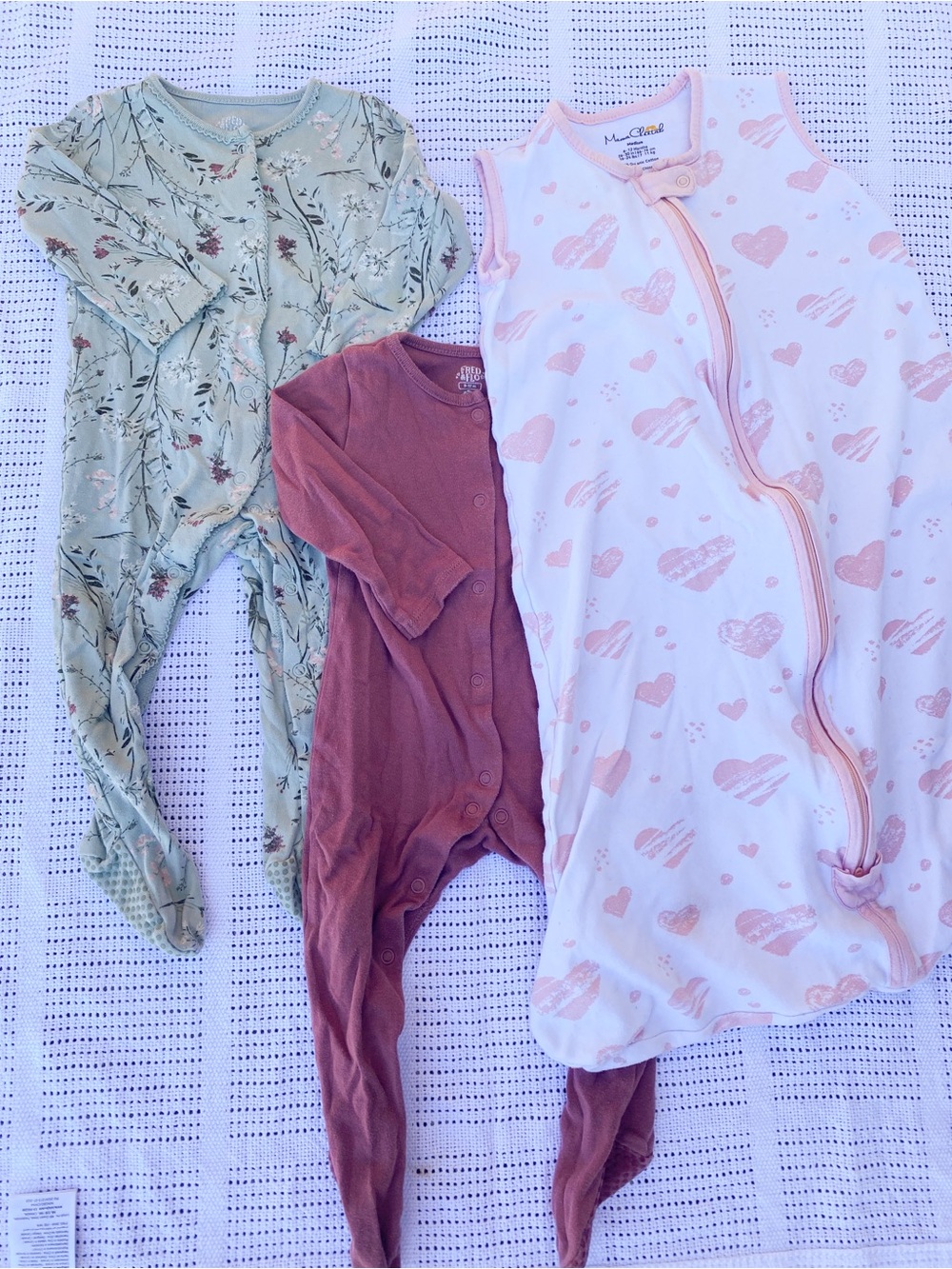 Kids Bedtime Bundle - 9-12 months - Sage Floral & Mauve Pyjamas & Sleepsack